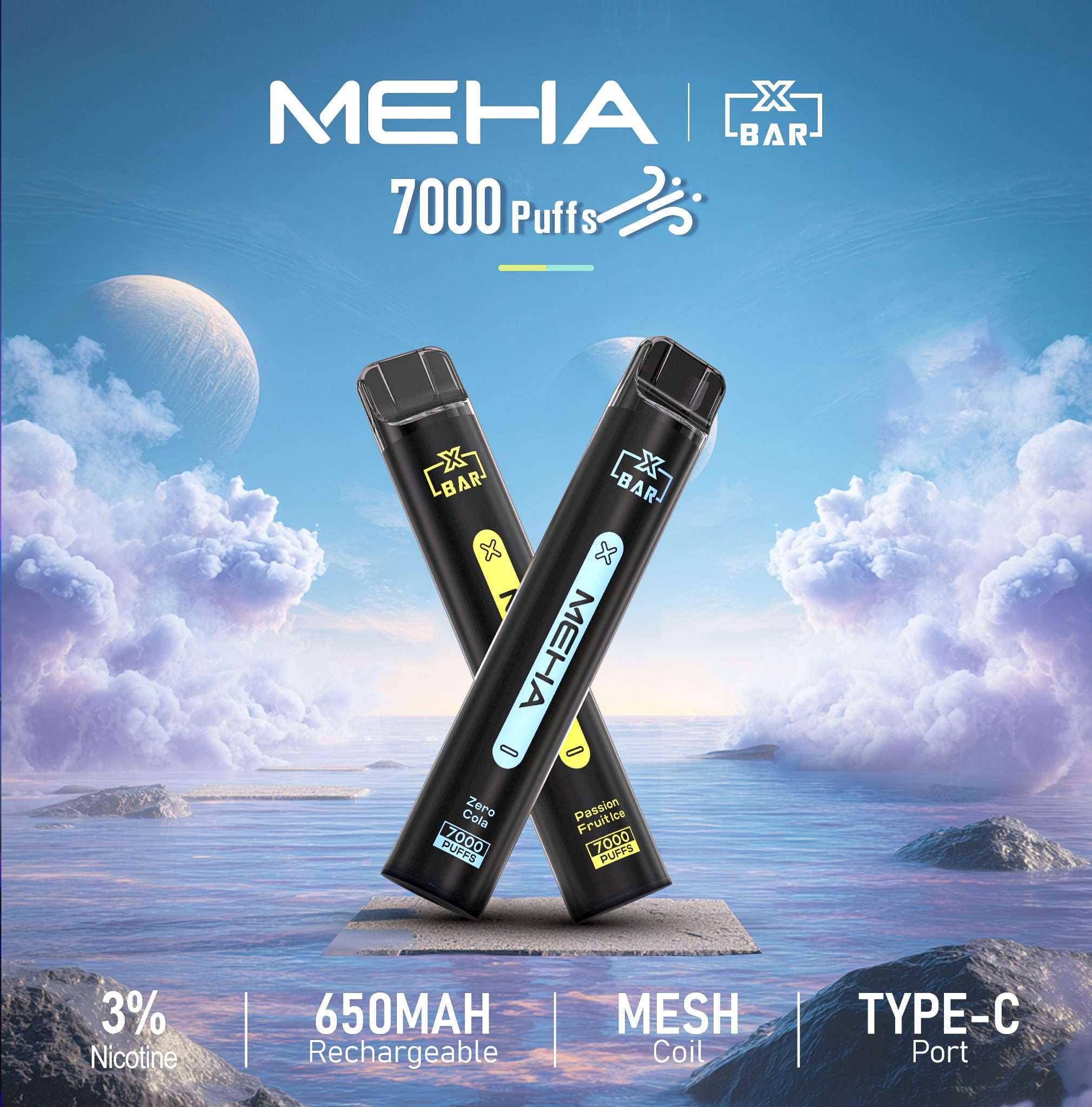 Meha Xbar 魅嗨小黑條7000口拋棄式電子煙·續航持久·多種口味